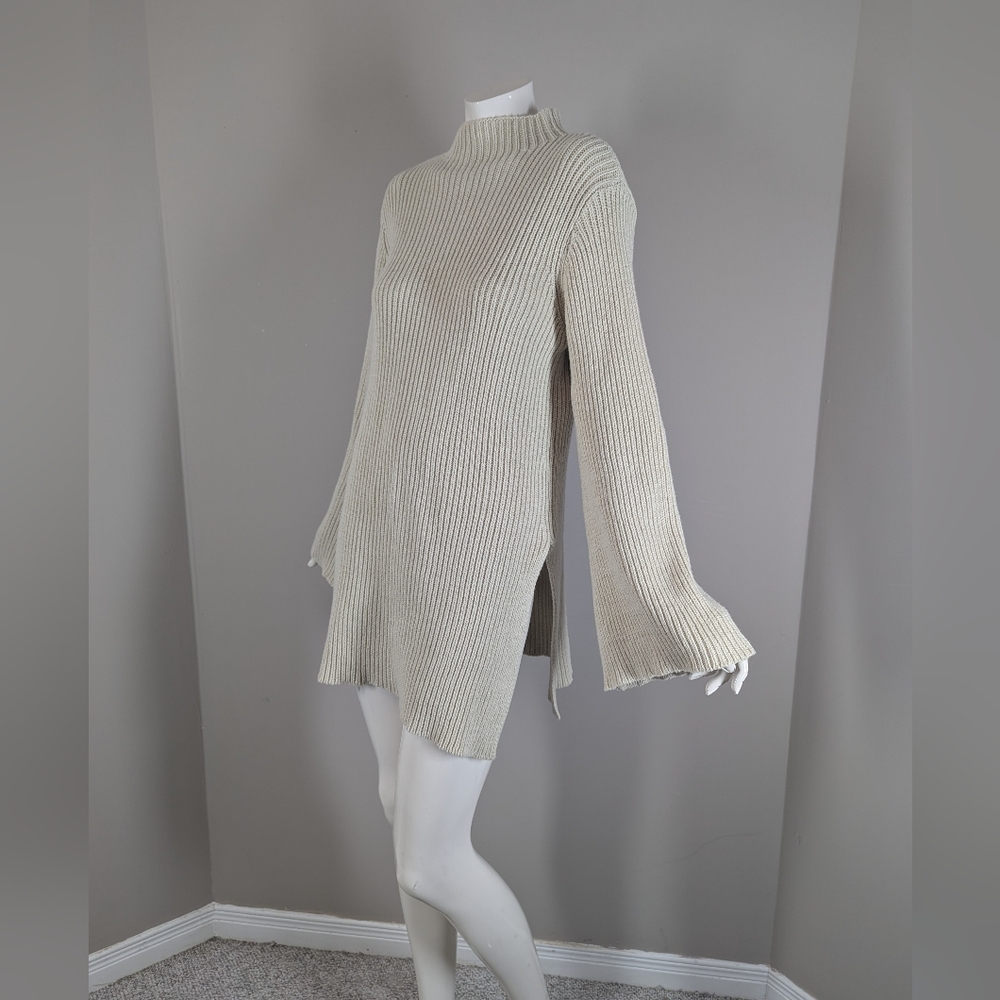 DISSH Australia Cotton Merino Wool Rib Knit Sweater Dress Bell Sleeve Small